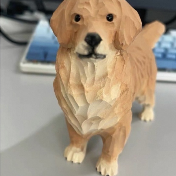Hand-Carved Wooden Golden Retriever Figurine Rustic Pet Decor - Picture 7 of 7
